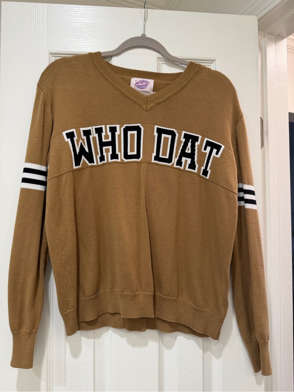 Who Dat Crewneck Sweater in Camel